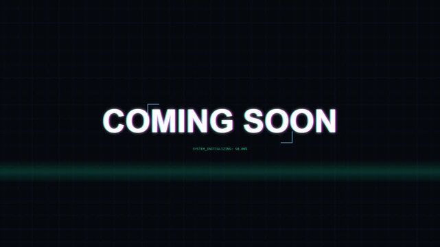 Coming Soon Digital Text Animation with System Initialization Loading Bar