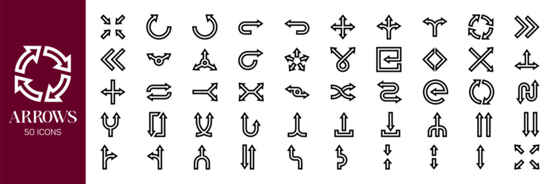 Arrow Icons Set with Directional Pointers Collections, Doodle Style Navigation Symbols. Black Arrow vector .