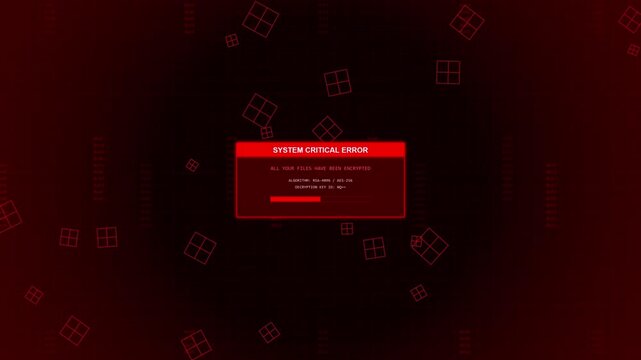 Cyber Security System Critical Error Alert and File Encryption Warning