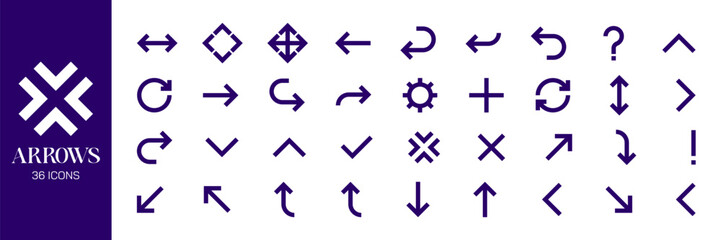 Obraz premium Arrow Icons Set with Directional Pointers Collections, Doodle Style Navigation Symbols. Black Arrow vector .