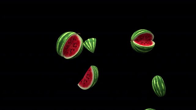 Watermelon&rsquo;s fountain &ndash; 3d render with alpha channel.