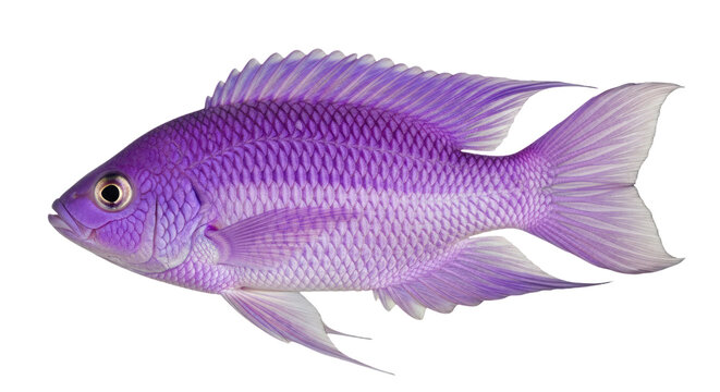 Purple cichlid fish isolated on a transparent background