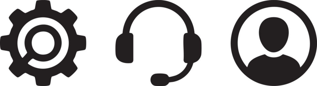 Three service customer support icon set