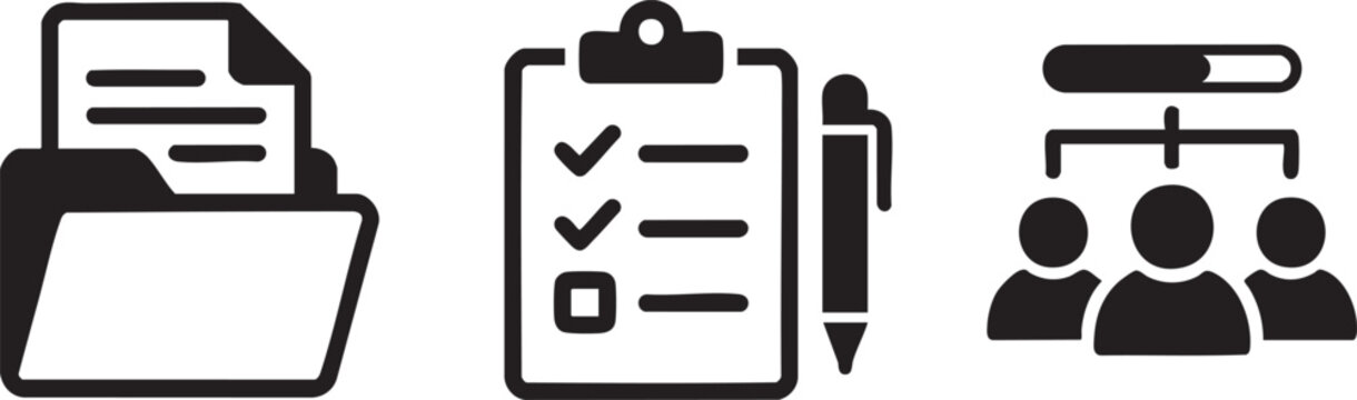 Three project task management icon bundle