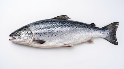 Obraz premium Whole raw salmon fish isolated on white background