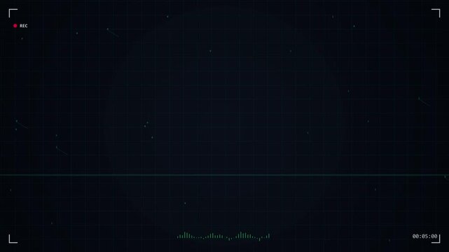 Dark Digital Background with Matrix Binary Code and Audio Waveform