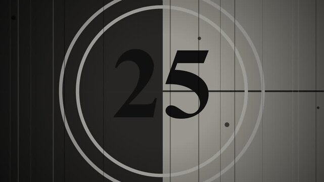 Vintage Film Countdown 30 to 1 with Movie Leader Scratches Dust and Grain for Retro Cinema Intro Monochrome Background