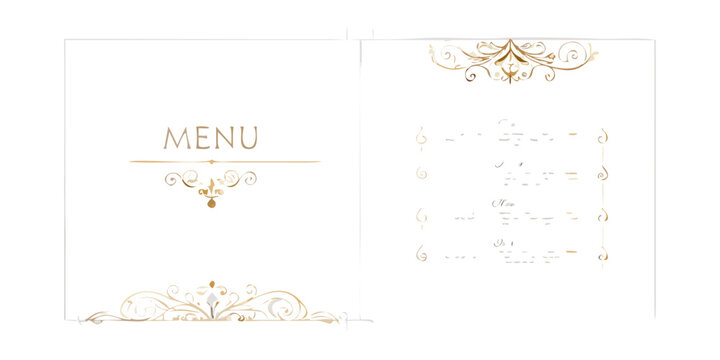 Ornate gold floral restaurant menu layout, vector