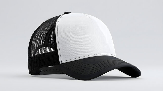 Blank Trucker Cap White and Black Mesh