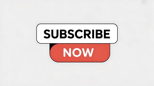 Subscribe now button, call to action, web subscription icon, red and white