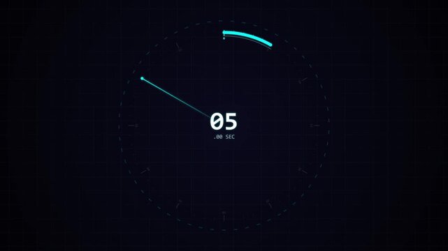 Digital Stopwatch Timer Animation Counting Seconds on Dark Background