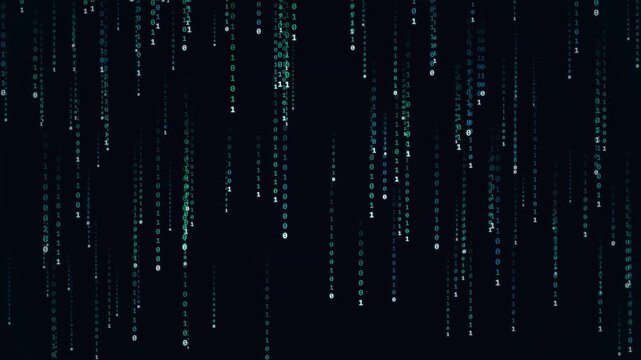 Abstract digital background with vertical falling binary code numbers