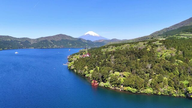 Mt. Fuji | Torii Gate | Lake Ashi | Spring - 4K Aerial Video
