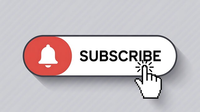 Subscribe button, notification bell icon, web subscription concept, online sign up