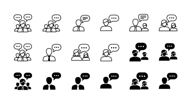diverse group of people talking in speech bubbles teamwork conversation icons