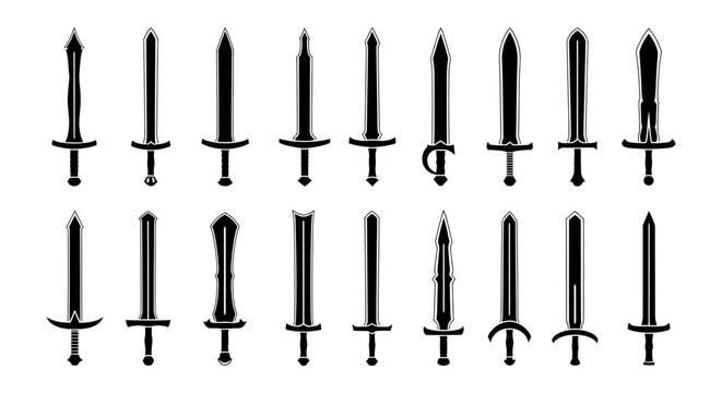 collection of diverse fantasy swords medieval weapons for battle and combat