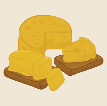 cheese illustration, batter illustration, cow's milk products, cheese icon, batter icon, food toppings