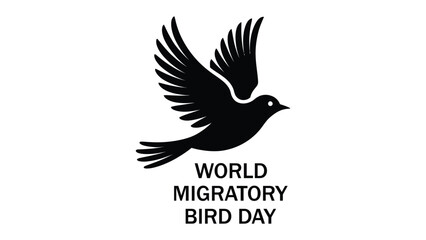 Fototapeta premium world migratory bird day concept with black flying bird silhouette and typography, wildlife awareness illustration for conservation campaign