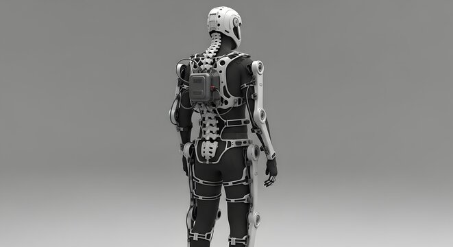 Futuristic robotic exoskeleton with advanced technology and mechanical design