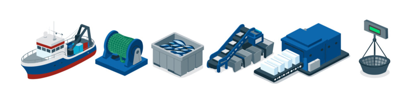 Fishing Industry Process Isometric