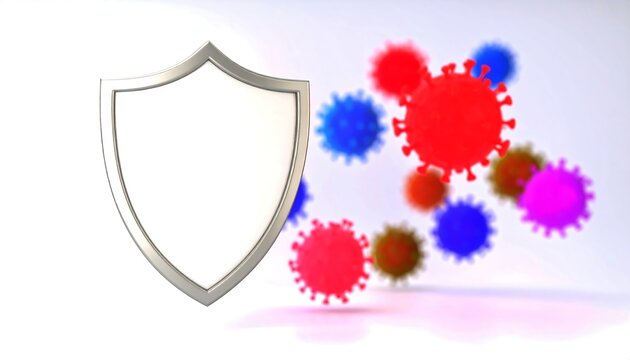 Silver shield defending against multi colored viral particles