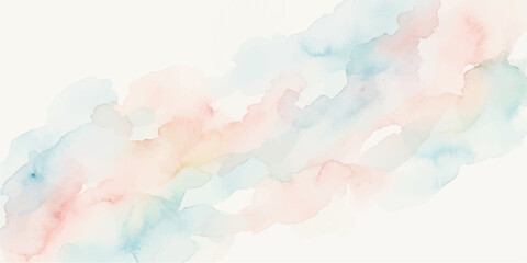 Obraz premium Abstract watercolor background with colorful splashes creates a vintage grunge texture of blue clouds and a fluffy summer sky on paper