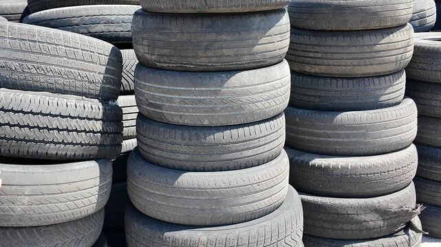 Stack of used car tires