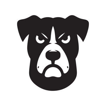 Angry Bulldog Head Icon Minimalist Mascot isolated on white background