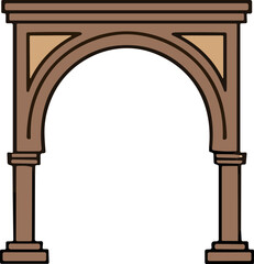Fototapeta premium Wooden Archway with Geometric Design and Pillars, Architectural Element