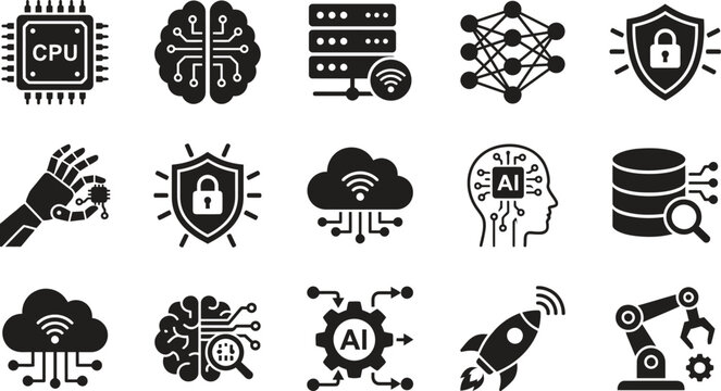 Artificial intelligence vector icon set