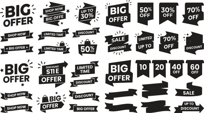 Black promotional sale vector elements
