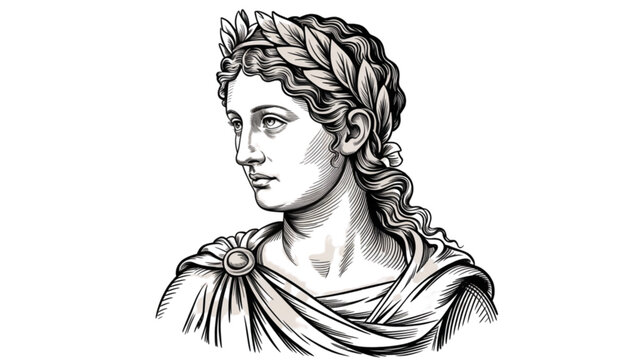 Classical woman portrait with headscarf and detailed hair style Vector