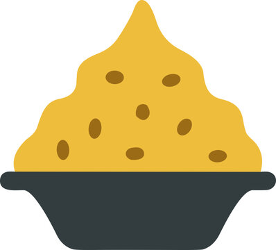 Yellow hummus with olive oil and pita bread vector illustration