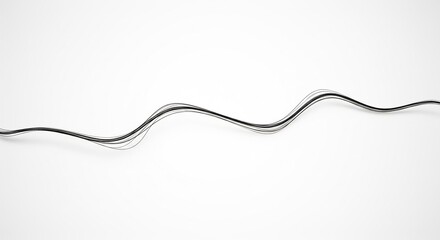 Obraz premium Curved Black Wire on White Background with Copy Space