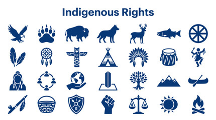 Indigenous Rights Symbols and Icons Representing Native American Culture Heritage and Community © Iconique Studio