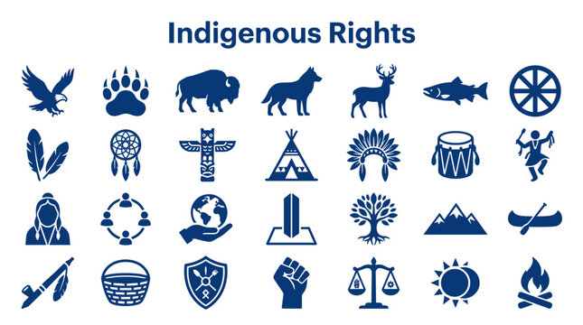 Indigenous Rights Symbols and Icons Representing Native American Culture Heritage and Community