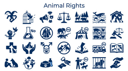 Fototapeta premium Animal Rights Icons Representing Protection Welfare Cruelty Free and Ethical Treatment of Animals