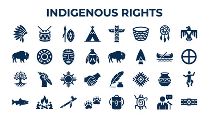 Fototapeta premium Indigenous Rights Symbol Collection Diverse Icons Representing Native American Culture Heritage and Social Justice Concepts