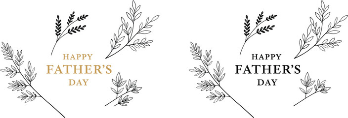 Black and white father's day greeting card with pine branches and © MstSharminAkter