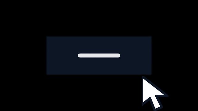 White computer mouse arrow cursor moving over a dark button in this smooth digital interface motion animation video clip