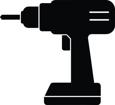 Drilling Machine Silhouette Vector Art Illustration and Minimal Black and White Design