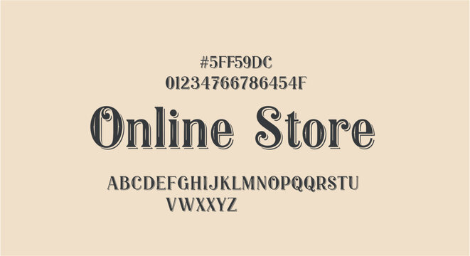 Elegant typography showcasing "Online Store" with alphabet and numbers