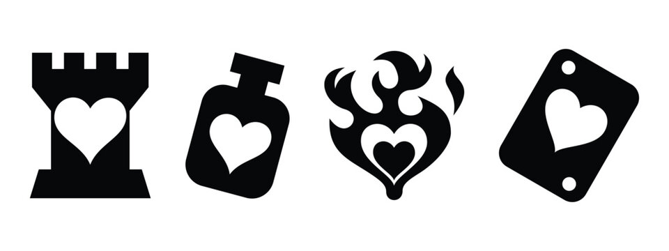 Doodle hearts. Hand drawn love heart icons. Scribble sketch valentine grunge hearts vector elements isolated on transparent background. Black heart sketchy for valentine dat illustration
