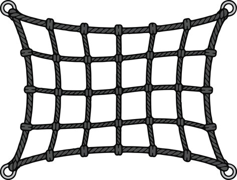 Cargo net with metal rings for securing goods and cargo on trucks boats and for outdoor activities like climbing.