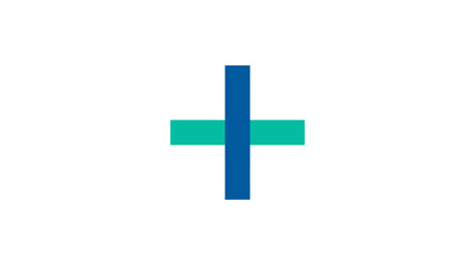 Obraz premium A blue and green plus sign is shown on a white background.