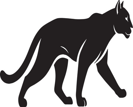 A black vector illustration of a wild wolf and a domestic farm horse isolated on white as a nature wildlife mammal silhouette