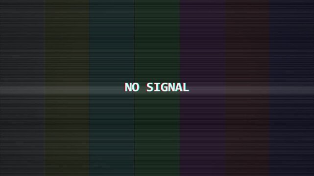 No signal text displayed on a distorted retro analog television screen
