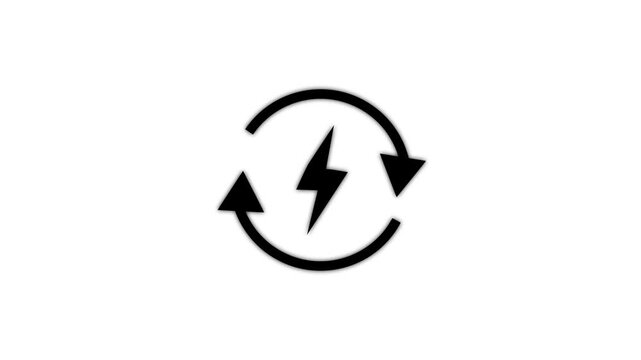 Black lightning bolt symbol inside a circular arrow refresh icon on a white background