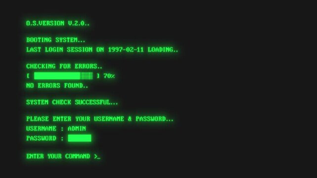 Old Retro Firmware Vintage 90's Computer Boot Basic Input Output System Loader Operating System BIOS Start Opening Screen Animation 4K