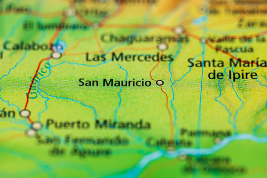 Map closeup showing San Mauricio and Santa Maria de Ipire.